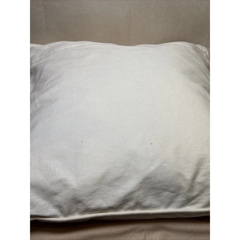 Neutral Embroidered Coastal Shell‎ Coral Pillow VGUC White Duck Feather Fill